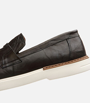 Erkek Deri Haki Ultra Hafif Tabanlı Klasik Loafer