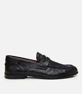 Erkek Deri Siyah Ultra Hafif Tabanlı Klasik Loafer