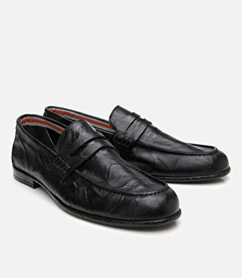 Erkek Deri Siyah Ultra Hafif Tabanlı Klasik Loafer