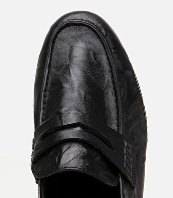 Erkek Deri Siyah Ultra Hafif Tabanlı Klasik Loafer