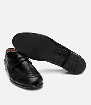 Erkek Deri Siyah Ultra Hafif Tabanlı Klasik Loafer