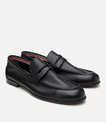 Erkek Deri Siyah Ultra Hafif Tabanlı Klasik Loafer