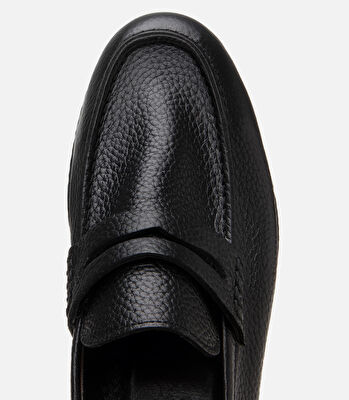 Erkek Deri Siyah Ultra Hafif Tabanlı Klasik Loafer