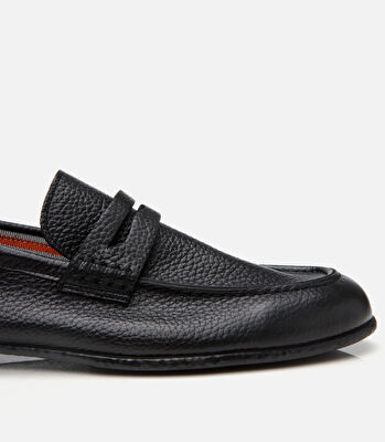 Erkek Deri Siyah Ultra Hafif Tabanlı Klasik Loafer