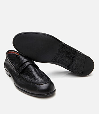 Erkek Deri Siyah Ultra Hafif Tabanlı Loafer