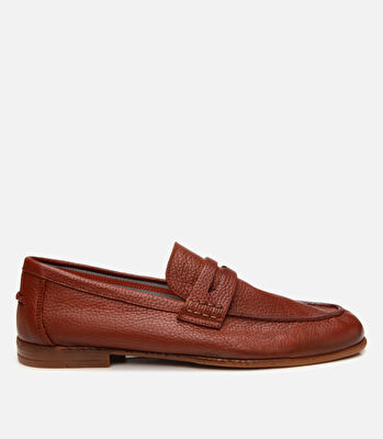 Erkek Deri Taba Ultra Hafif Tabanlı Klasik Loafer