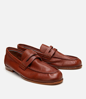 Erkek Deri Taba Ultra Hafif Tabanlı Klasik Loafer