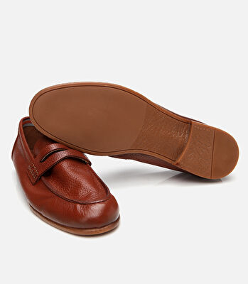 Erkek Deri Taba Ultra Hafif Tabanlı Klasik Loafer