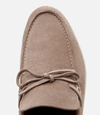 Erkek Süet Deri Bej Bağcıklı Loafer