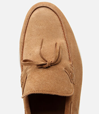 Erkek Süet Deri Taba Bağcıklı Loafer