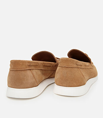 Erkek Süet Deri Taba Bağcıklı Loafer