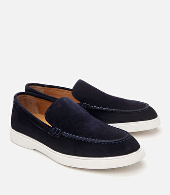 Erkek Süet Deri Lacivert Loafer