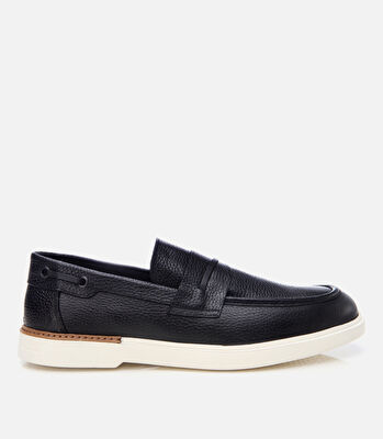 Erkek Deri Siyah Ultra Hafif Tabanlı Klasik Loafer