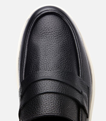 Erkek Deri Siyah Ultra Hafif Tabanlı Klasik Loafer