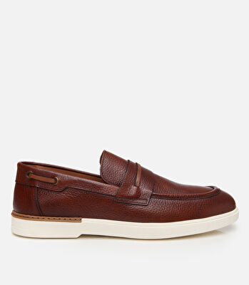 Erkek Deri Taba Ultra Hafif Tabanlı Klasik Loafer