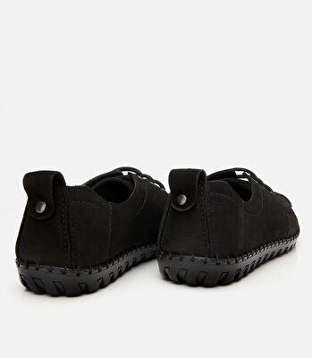 Erkek Nubuk Deri Siyah Rahat Günlük Loafer