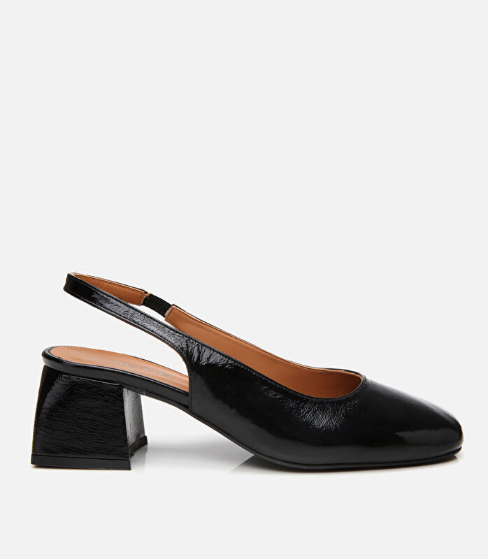 Kadın Deri Siyah Arkası Açık Topuklu Ayakkabı