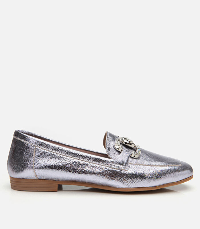Kadın Deri Lame Tokalı Şık Klasik Loafer