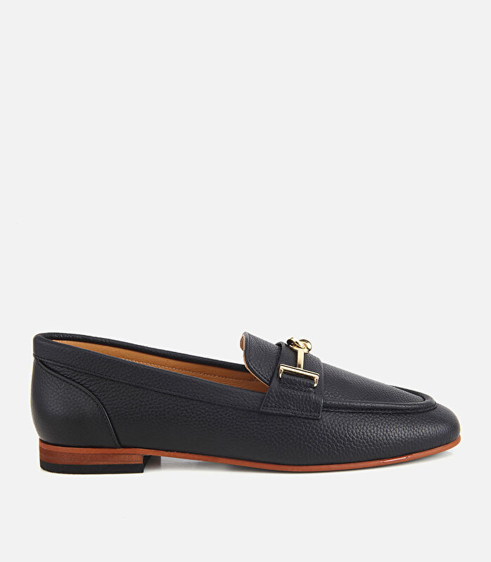 Kadın Deri Siyah Yumuşak Dokulu Tokalı Klasik Loafer