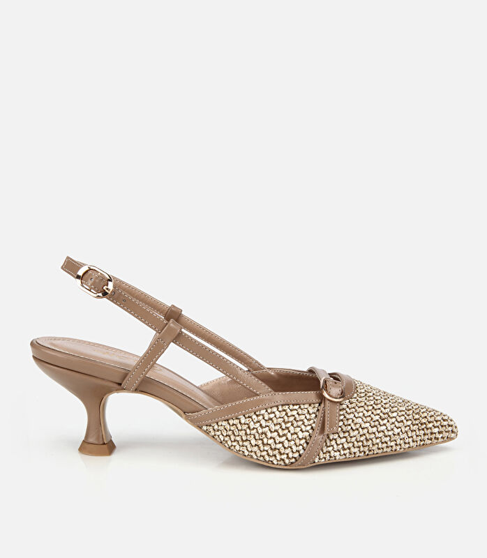 Kadın Vizon Hasır Detaylı Arkası Açık Stiletto