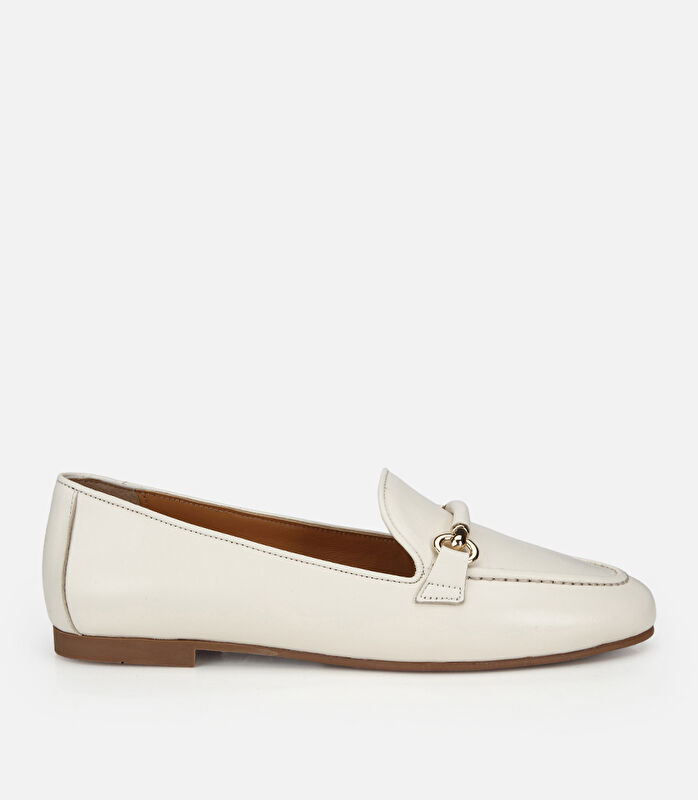Kadın Deri Ekru Toka Detaylı Klasik Loafer