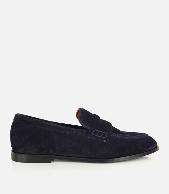 Kadın Süet Deri Lacivert Yumuşak Dokulu Klasik Loafer