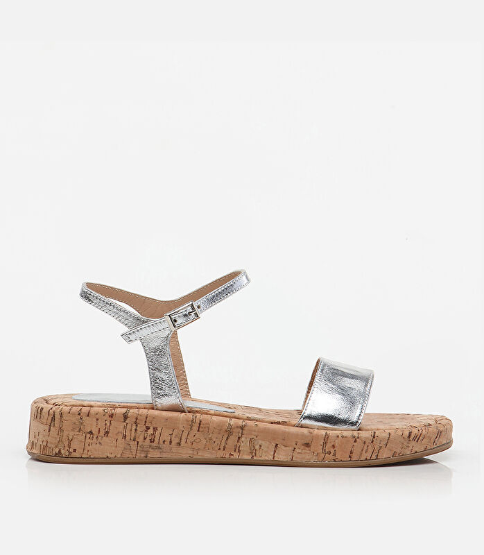 Kadın Deri Lame Düz Sandalet