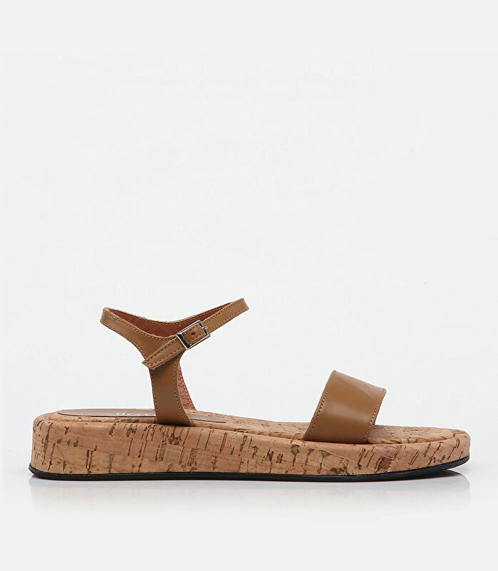 Kadın Deri Taba Düz Sandalet