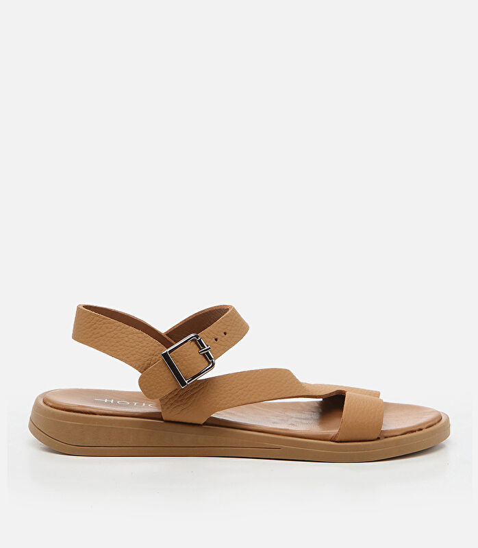 Kadın Deri Taba Düz Sandalet