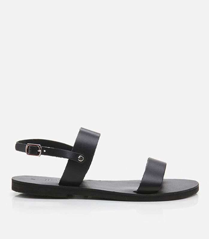 Kadın Deri Siyah Düz Sandalet