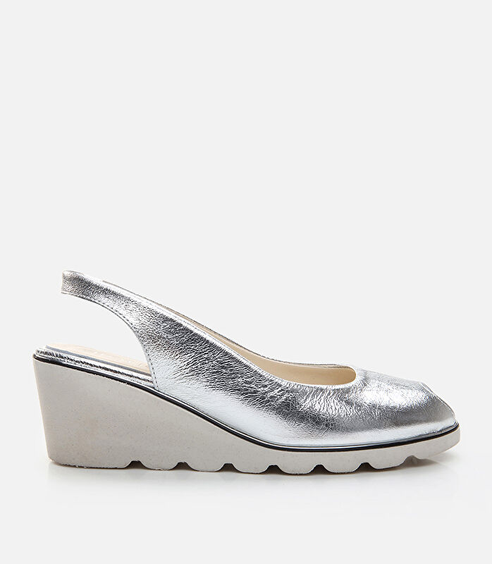 Kadın Deri Lame Dolgu Topuklu Sandalet