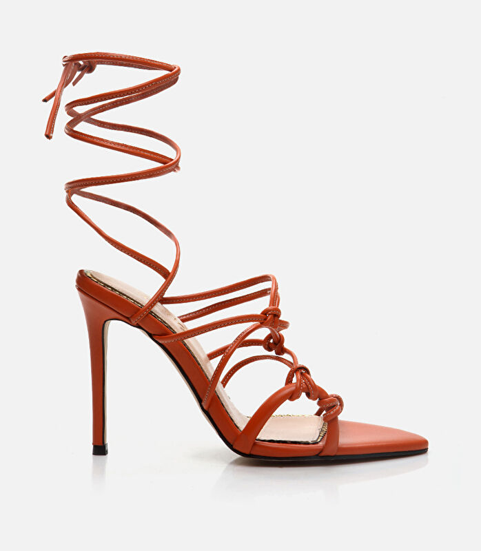 Kadın Deri Kırmızı Topuklu Sandalet