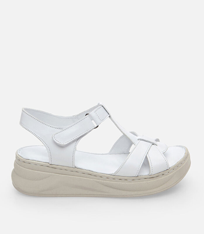 Kadın Deri Beyaz Düz Sandalet