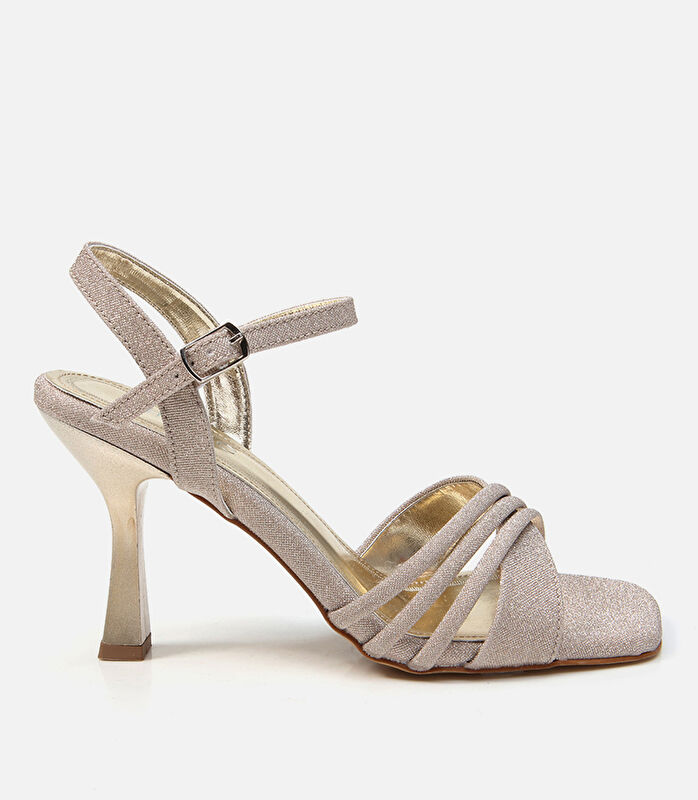 Kadın Gold Abiye Topuklu Sandalet
