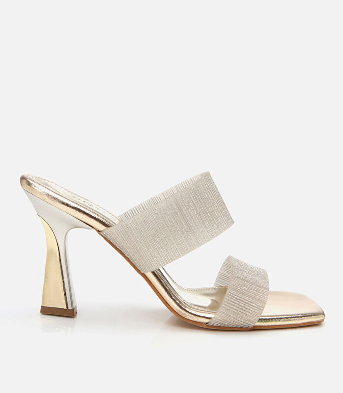 Kadın Gold Simli Topuklu Terlik