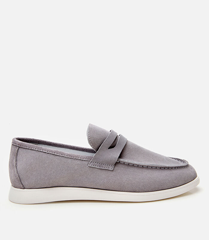 Erkek Süet Deri Gri Yumuşak Dokulu Loafer