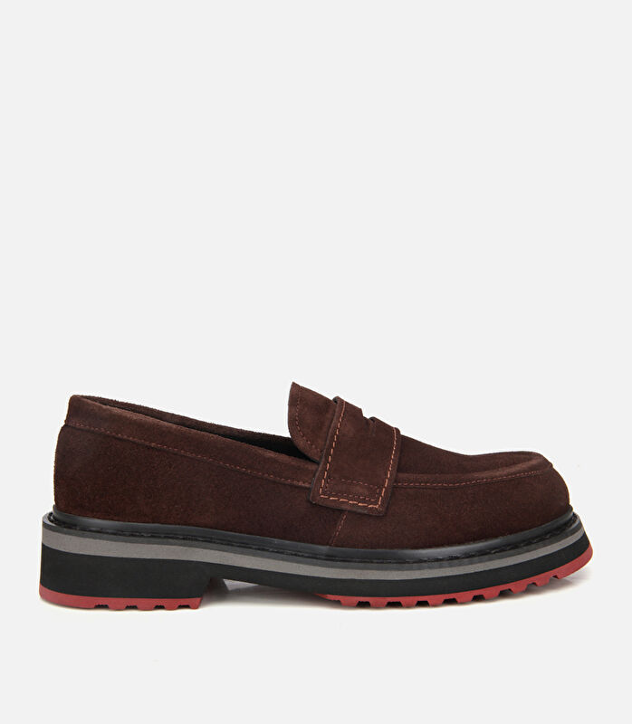 Erkek Süet Deri Kahverengi Hafif Tabanlı Günlük Loafer