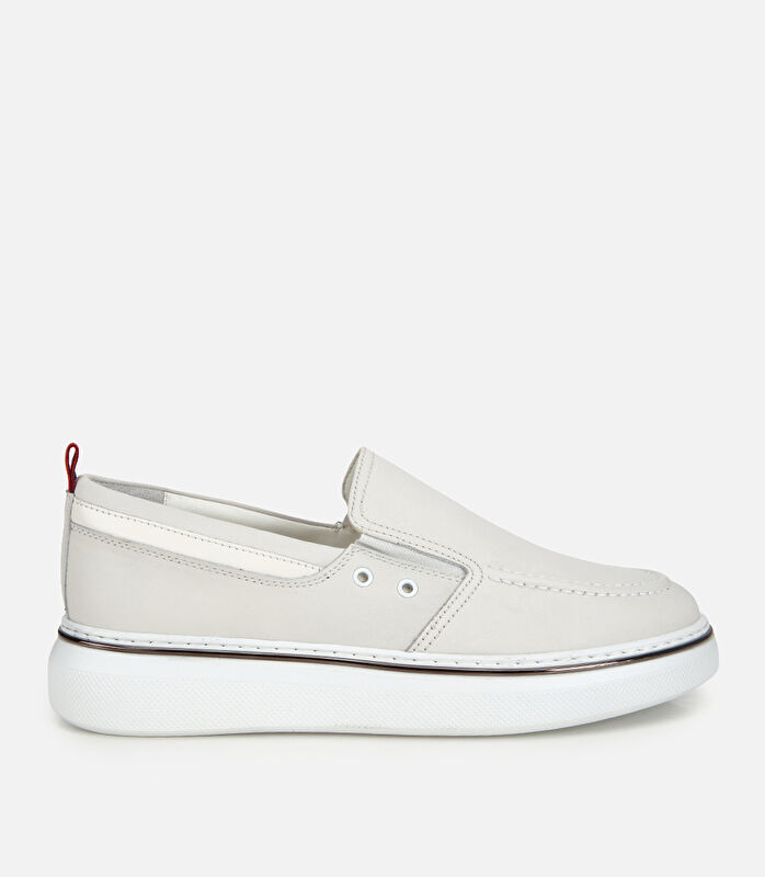 Erkek Deri Beyaz Metal Detaylı Günlük Loafer