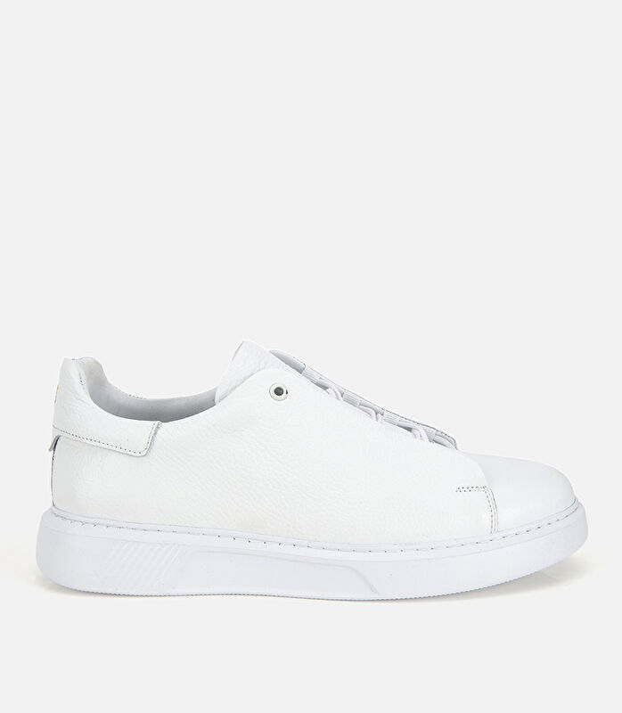 Erkek Deri Beyaz Bağcık Detaylı Spor Ayakkabı