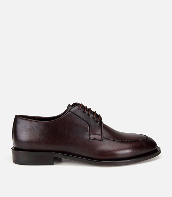 Erkek Deri Kahverengi Dikiş Detaylı Klasik Ayakkabı