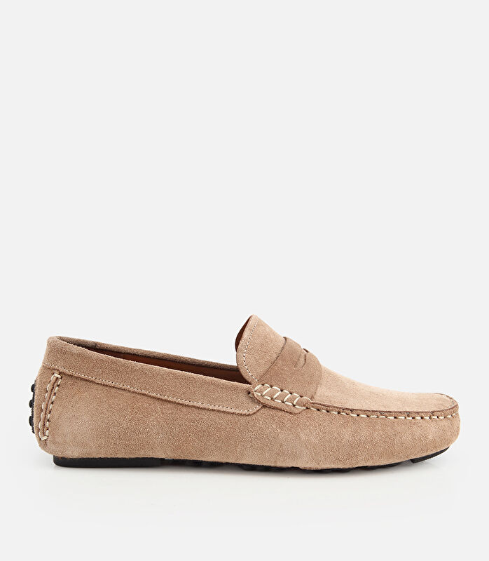 Erkek Süet Deri Bej Rahat Günlük Loafer