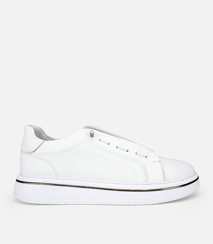 Erkek Deri Beyaz Metal Detaylı Günlük Ayakkabı