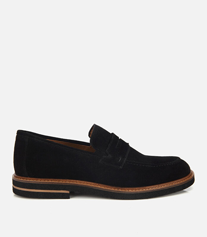 Erkek Süet Deri Siyah Klasik Loafer