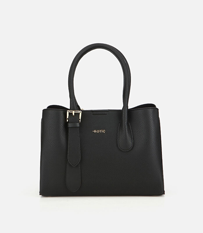 Kadın Siyah Kemer Detaylı Omuz Çantası