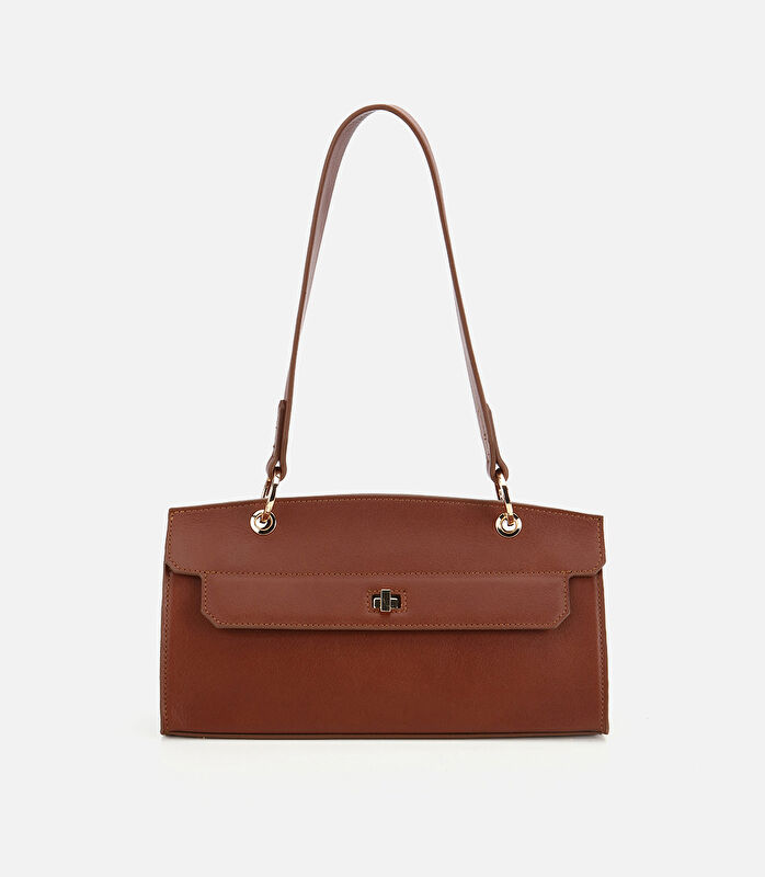 Kadın Deri Taba Kilit Detaylı Omuz Çantası