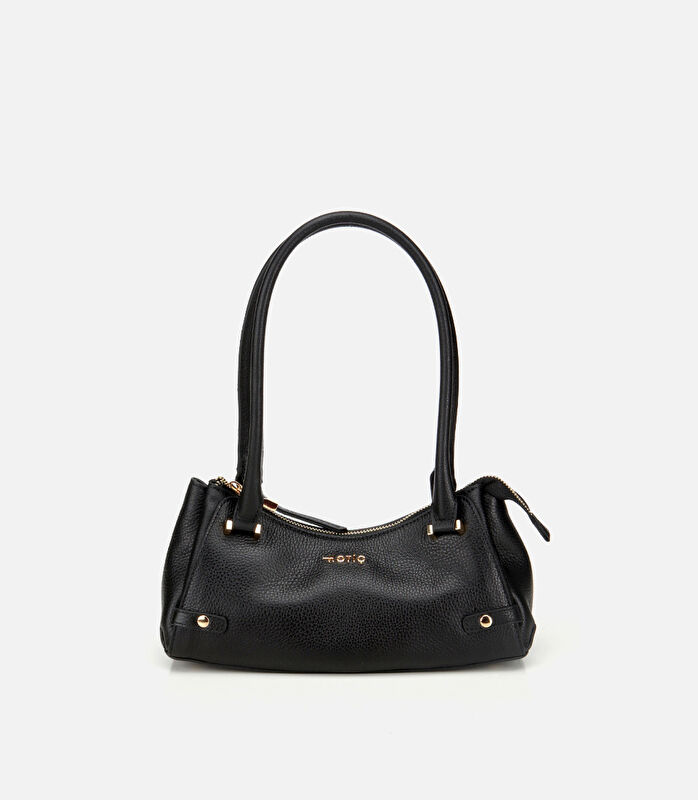 Kadın Deri Siyah Bowling Omuz Çantası