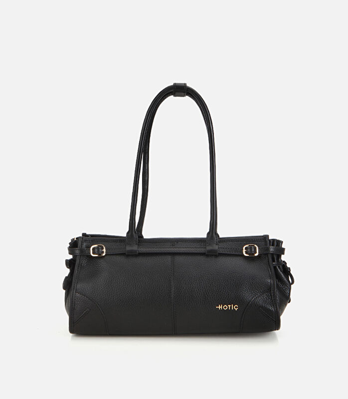 Kadın Deri Siyah Bowling Omuz Çantası