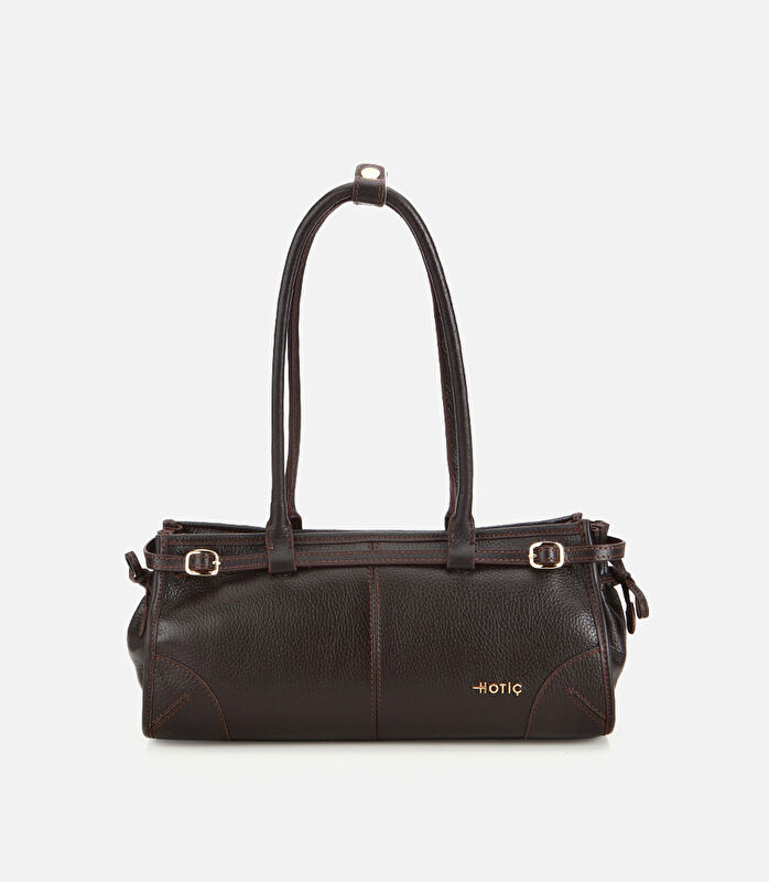 Kadın Deri Kahverengi Bowling Omuz Çantası