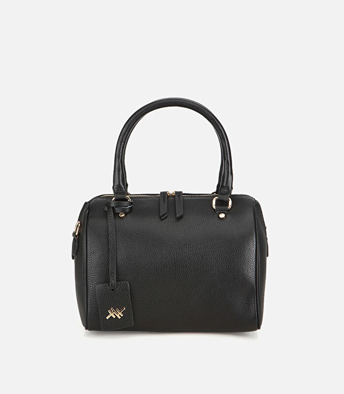 Kadın Deri Siyah Fermuarlı Omuz Çantası