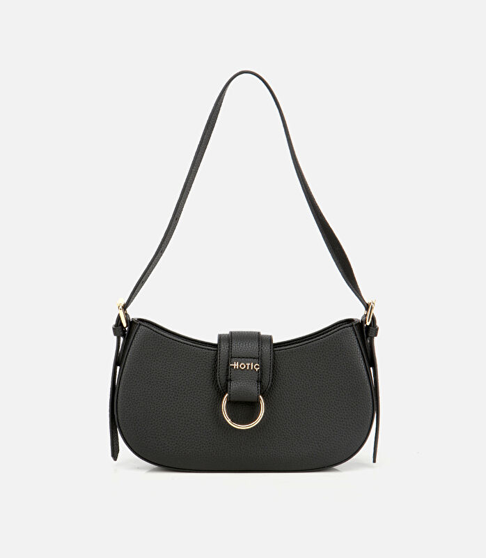 Kadın Siyah Kilit Detaylı Omuz Çantası